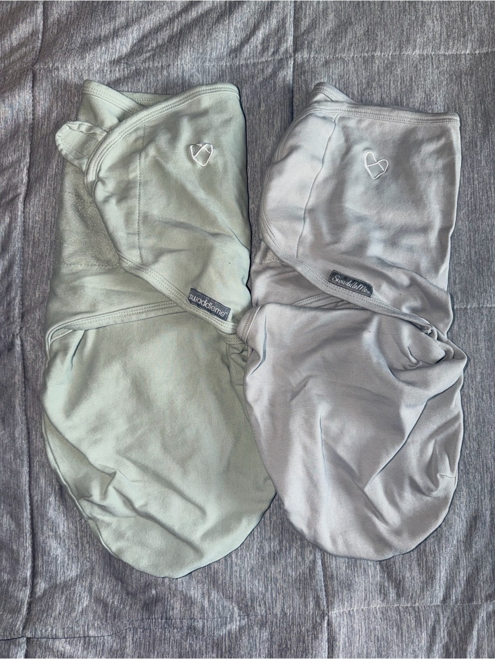 SwaddleMe Mint and Light Gray Two-Pack Baby Sleep Wraps